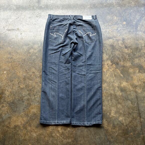 Baggy Vintage Y2K Grey‎ Embroidered Jeans - Picture 1 of 7